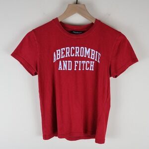 Y2K Abercrombie & Fitch Spell Out Baby Tee Red Large 16.5x20.5
